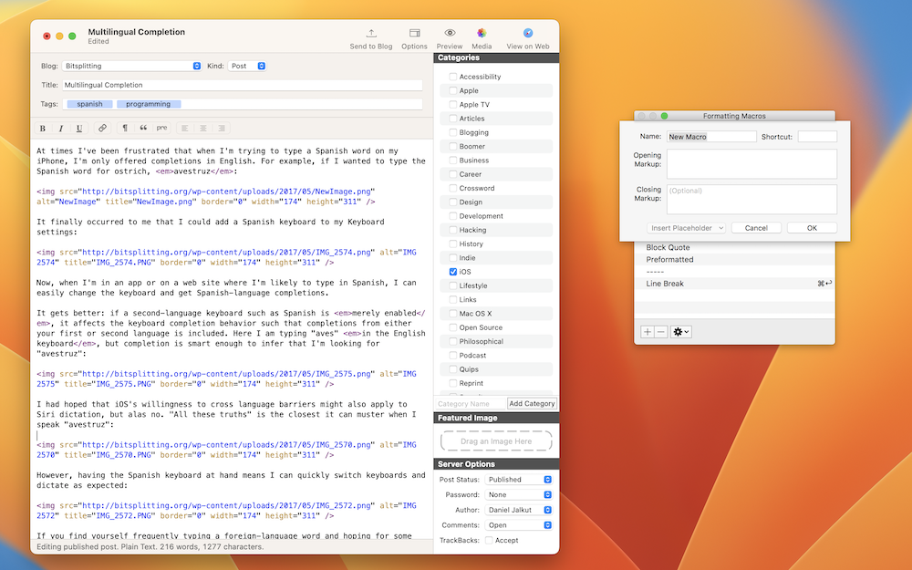 MarsEdit 5 Screenshot 2