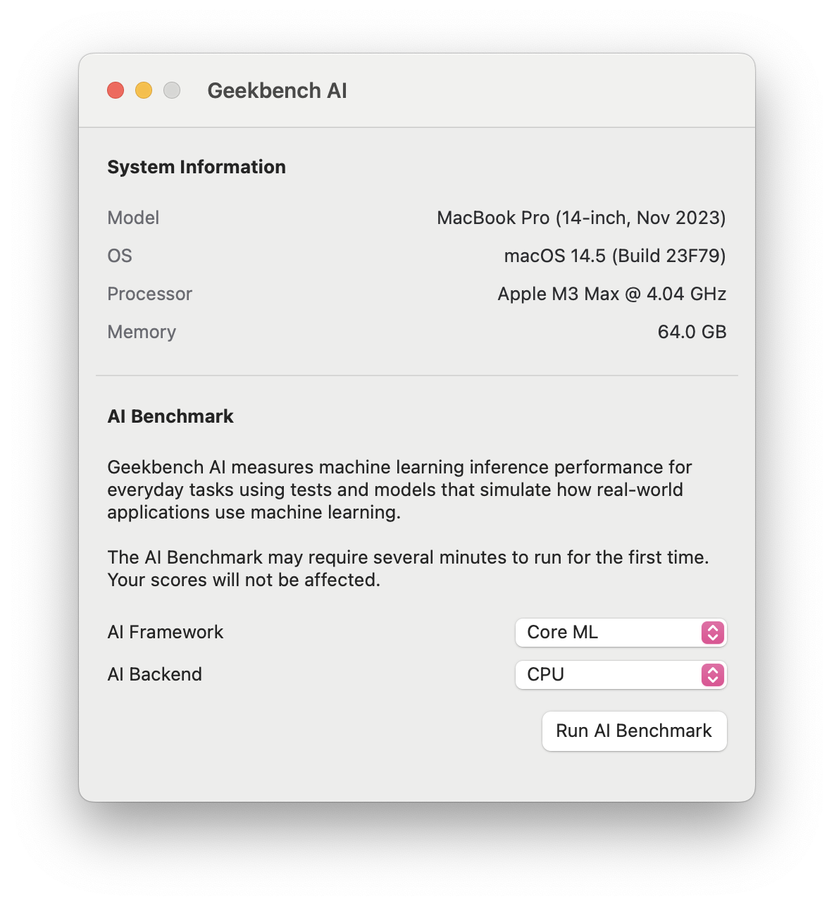 Geekbench AI Screenshot 2