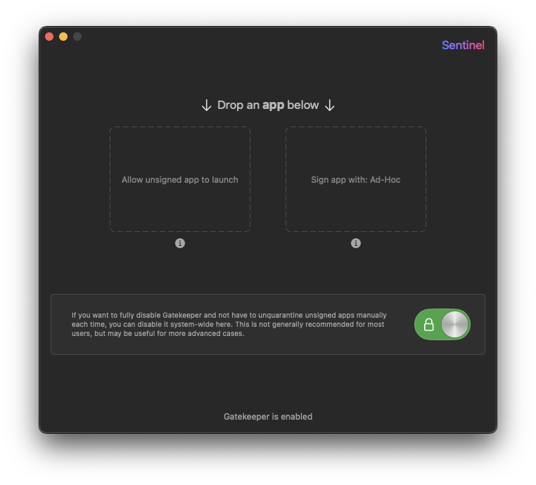 Sentinel – GUI For Gatekeeper Screenshot 2