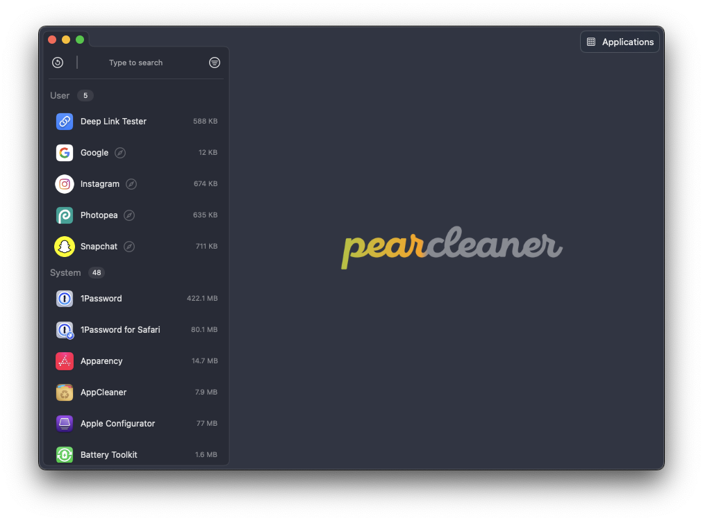 Pearcleaner – Mac App Cleaner Screenshot 1