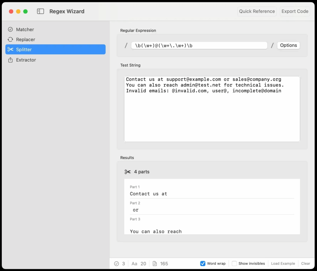 RegEx Wizard Screenshot 1